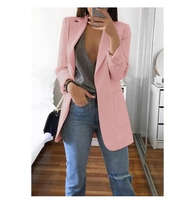 Slim Fit Lapel Blazer Women's Elegant Single Breasted Cardigan Jacket For Office Work - Image 7