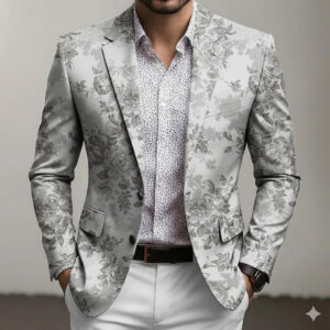 Two-button Suit Jacket With Digital Print
