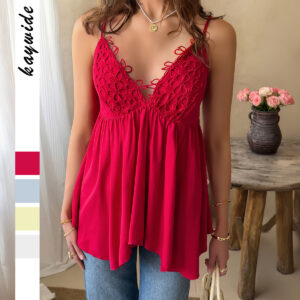 Lace top with V-neck