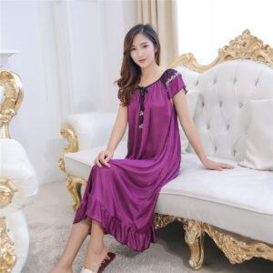 Summer Suspenders Ice Silk Dress Pajamas Artificial Silk Homewear