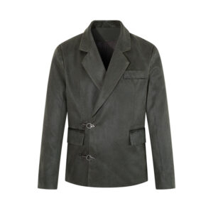 Vintage-style Blazer With Diagonal Front Closure And Metal Clasp