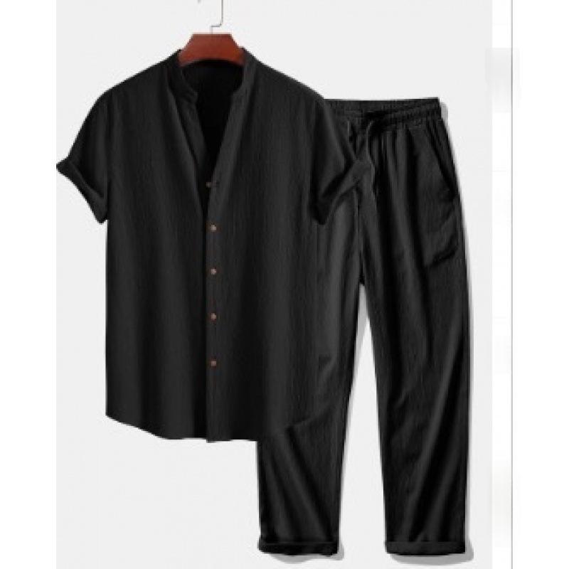 Mens 3D-printed Loose-fit Short-sleeve Shirt Set - Image 7