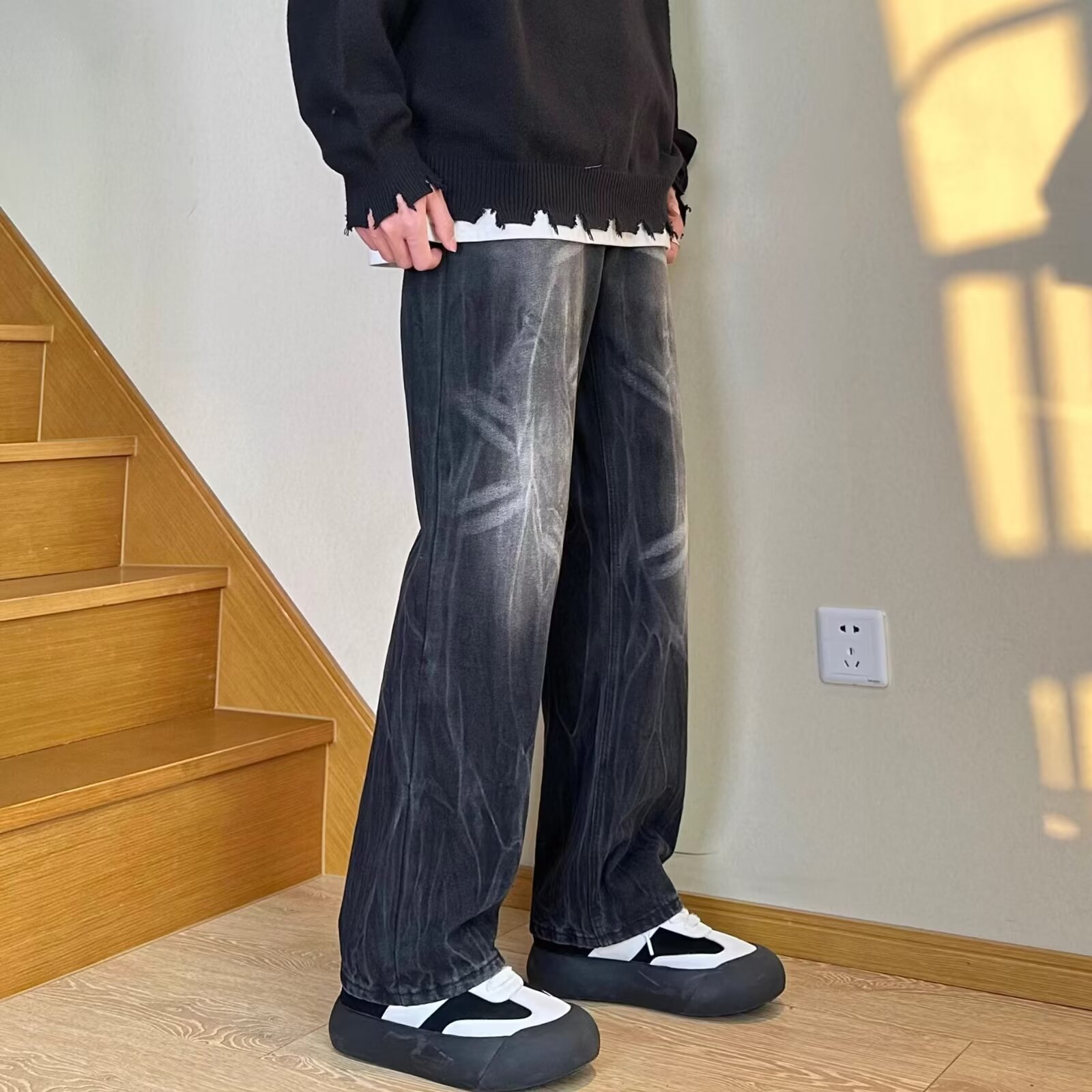 Retro Mens Straight-leg Pants Loose-fit Jeans - Image 5