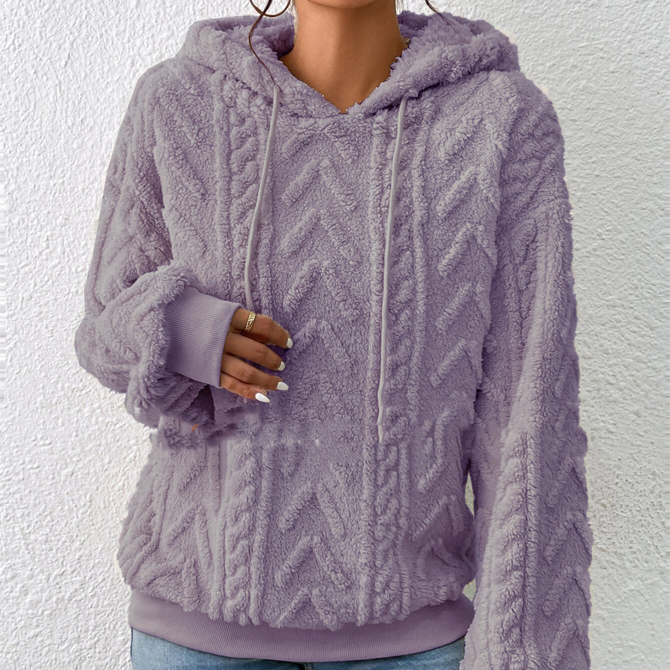 Flannel Hooded Loose Plush Coat - Image 4