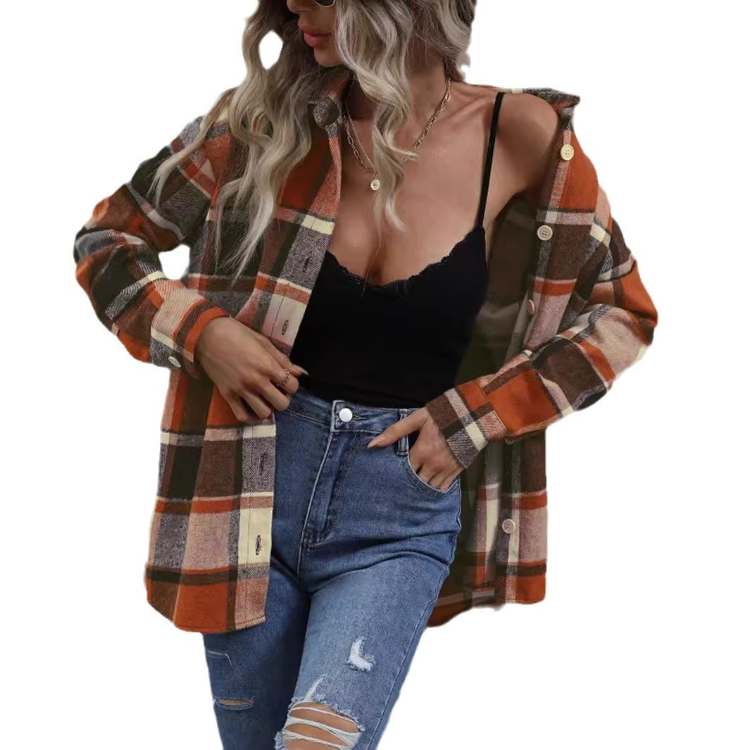 Womens Flannel Shirt Plaid Jacket