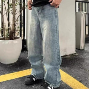 Mens Loose-Fit Straight-Leg Trousers With Lightning Bolt Pattern
