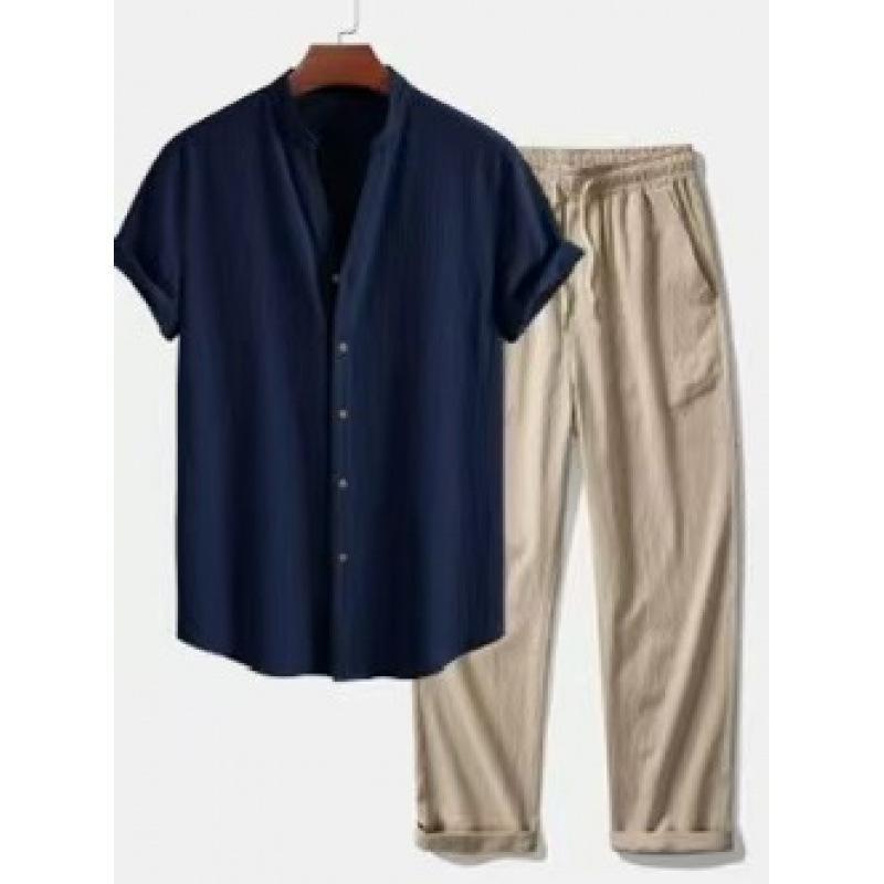 Mens 3D-printed Loose-fit Short-sleeve Shirt Set - Image 6
