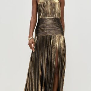 Sexy Pleated Halter Neck Long Dresses Summer Split Sleeveless Dress Evening Party Club Women's Clothing