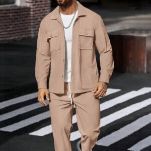 Men's Casual Sports Jacket And Straight-leg Pants Two-piece Set