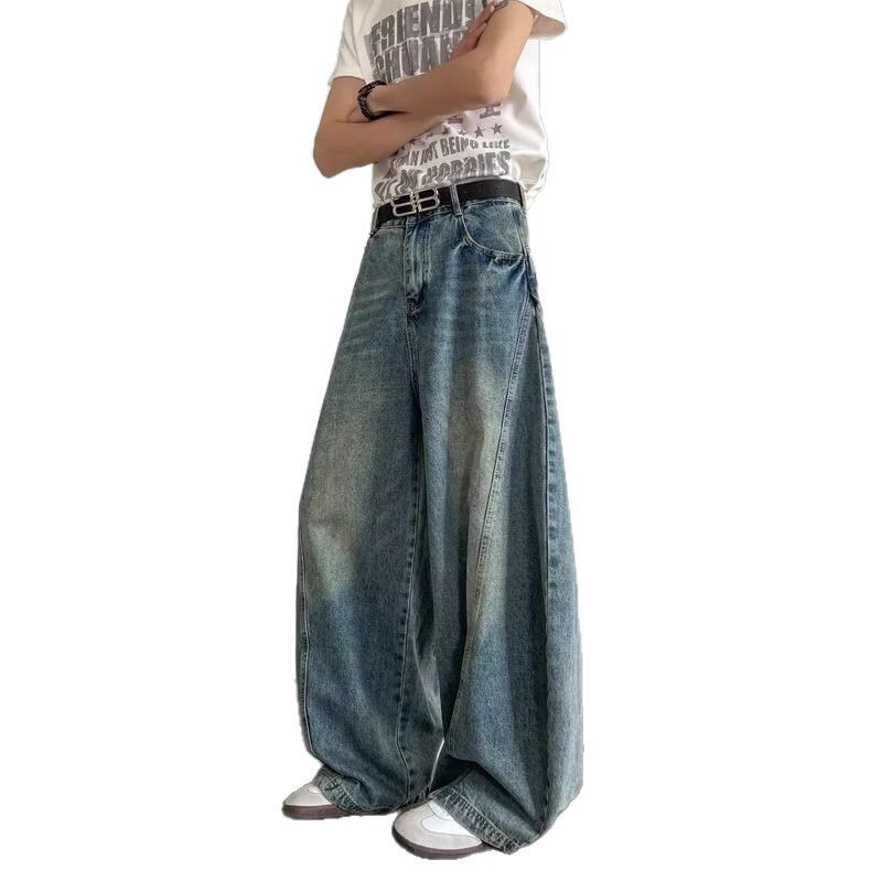 Retro Washed And Distressed Design Jeans - Image 5