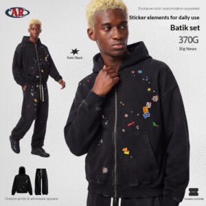 Mens Distressed Batik Retro Sweatshirt And Pants