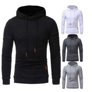 fo Square Pattern Quilted Classic  Men's  Casual Hoodies Men