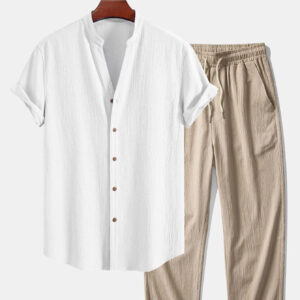 Short-sleeve Shirt And Trousers Set Mens Casual Springsummer Outfit