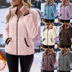 Double-Sided Fleece Zip-Up Cardigan - Casual Plush Hooded Jacket for Men Women Winter Warm Outerwear