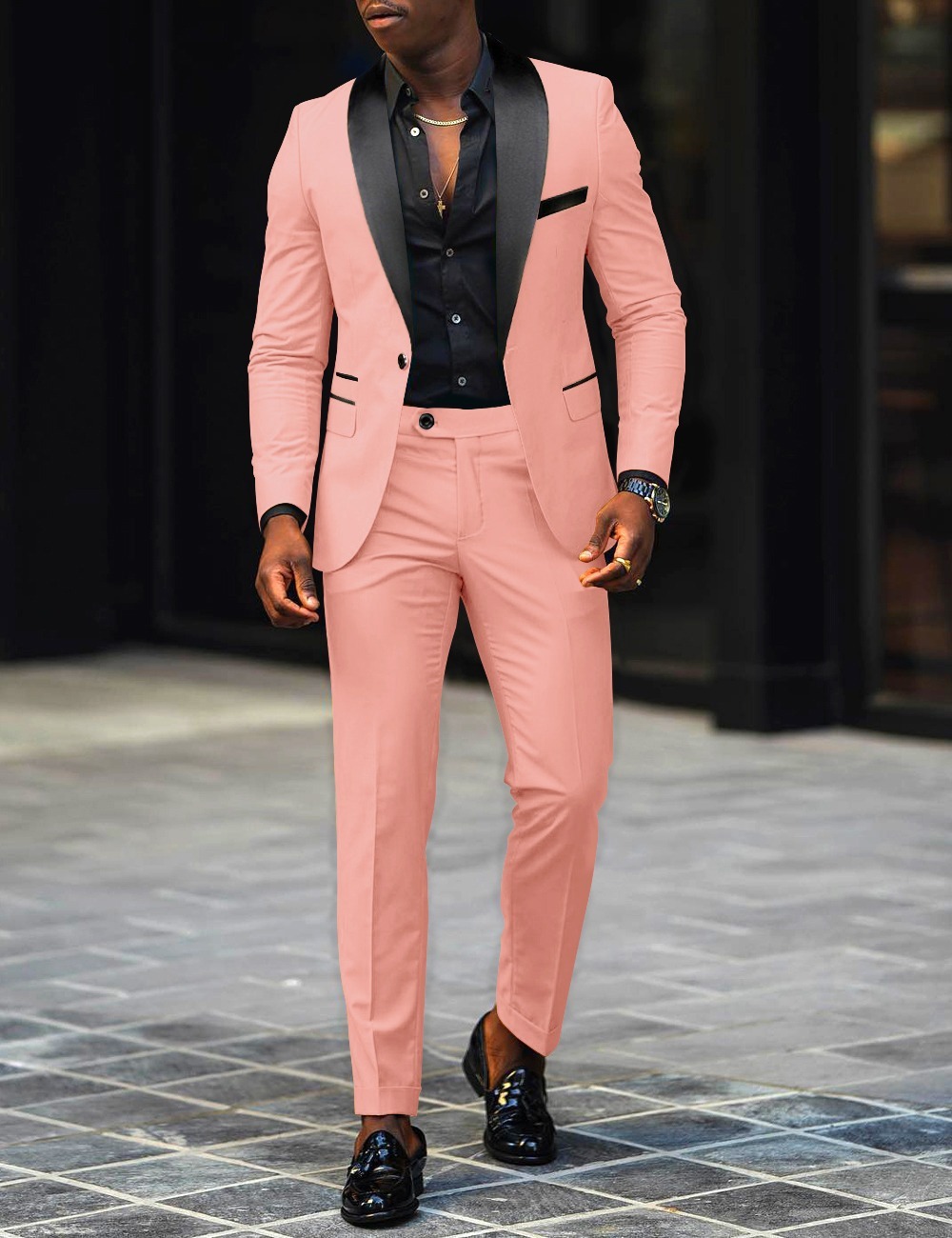Color-blocked Suit And Hosts Gown Two-piece Set - Image 10