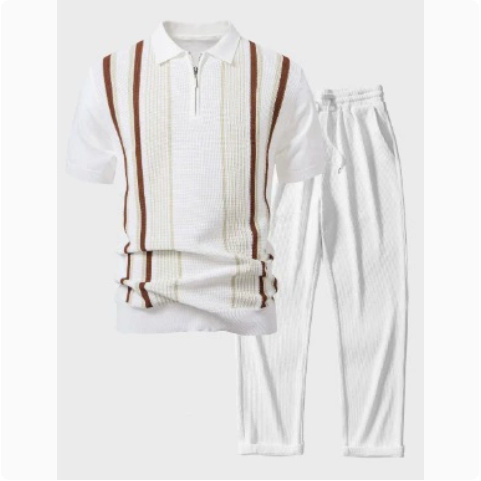 Mens 3D-printed Loose-fit Short-sleeve Shirt Set - Image 9