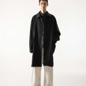 Long Trench Coat Jacket Men's Shoulder Ornament