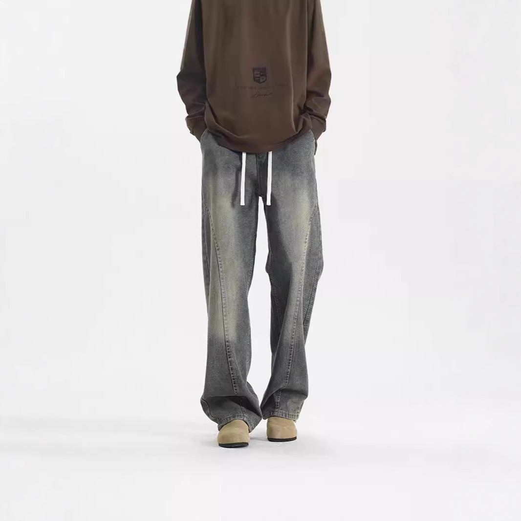 American-style Vintage Distressed Scimitar Jeans - Image 2