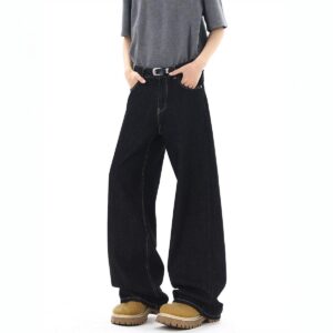 Letter-printed Straight-leg Wide-leg Jeans
