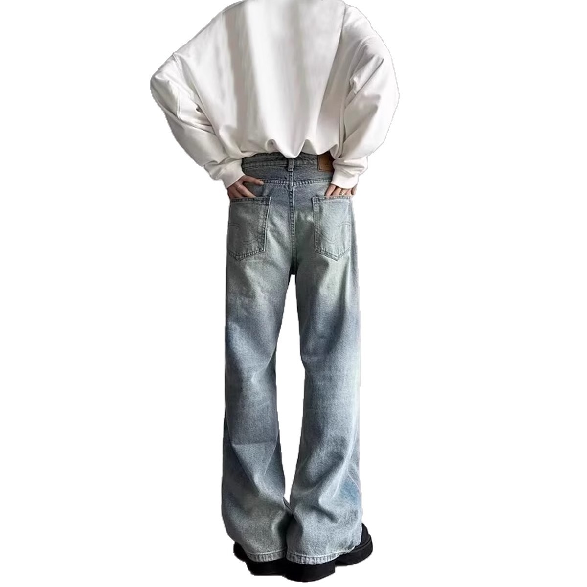 Retro Distressed Loose Straight-leg Wide-leg Pants - Image 5