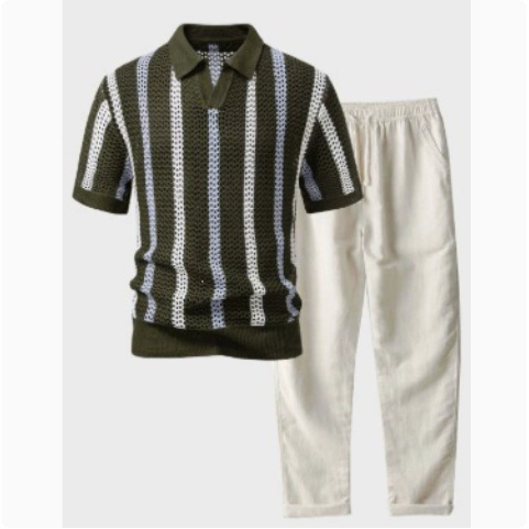 Mens 3D-printed Loose-fit Short-sleeve Shirt Set - Image 10
