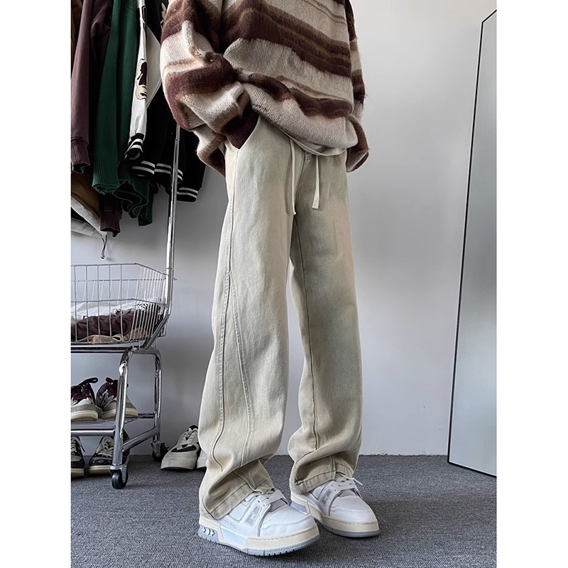 Mens Straight-Leg Loose Wide-Leg Denim Trousers - Image 2
