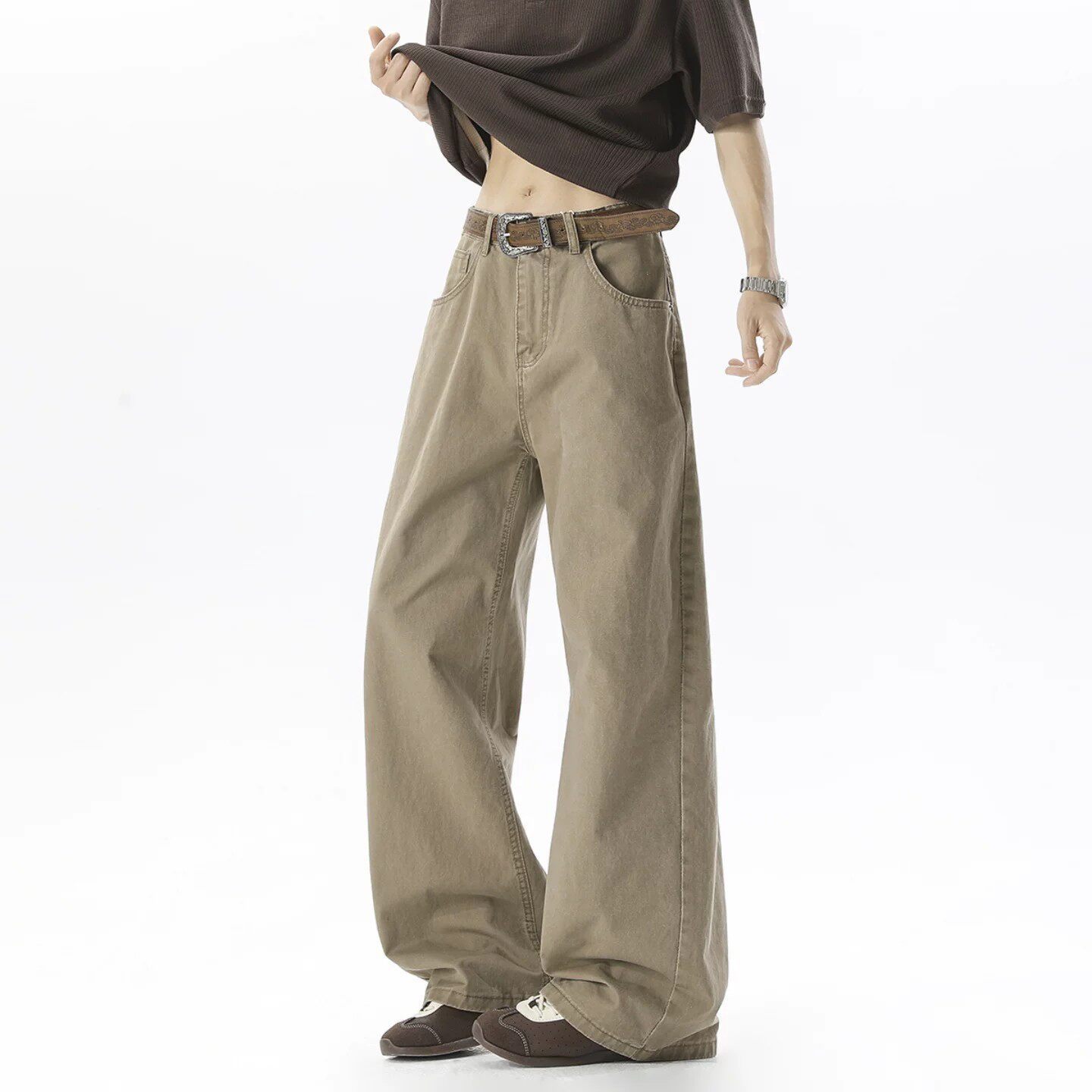 Solid-color Washed Casual Pants For Men - Image 9