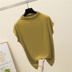 Sleeveless top with high neck