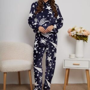Autumn And Winter Coral Velvet Pajamas Women's Suit Thick Loose Flannel