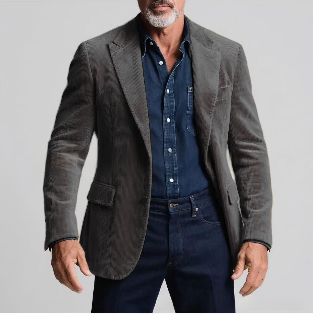 Men's Stylish Single-breasted Suit Jacket With A Lapel Collar For Spring And Autumn - Image 3