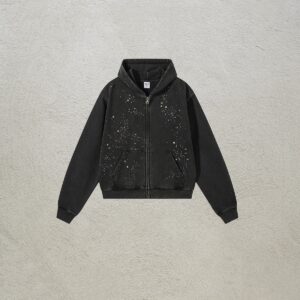 Retro Hoodie For Men With A Snow-washed Distressed Finish