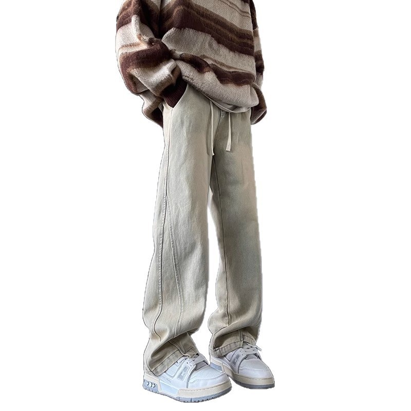 Mens Straight-Leg Loose Wide-Leg Denim Trousers - Image 4