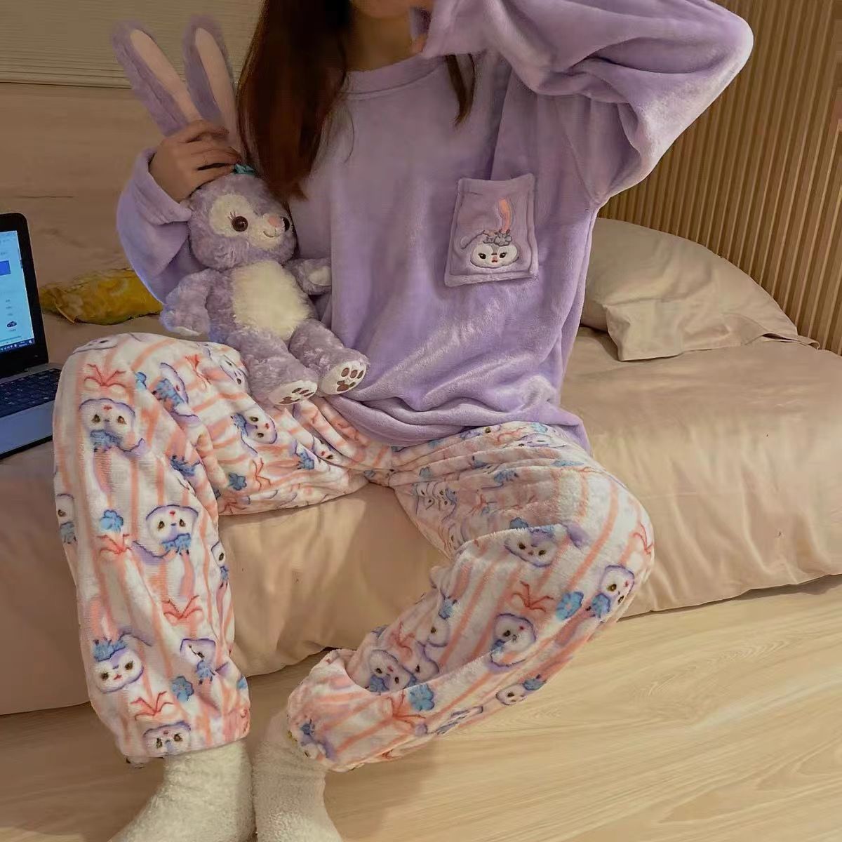 Autumn And Winter New Flannel Thickened Cute Loungewear - Image 4