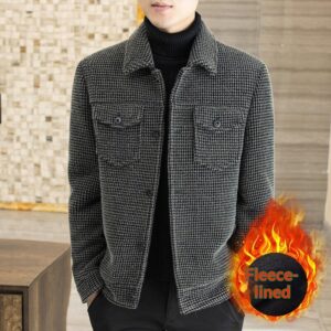 Mens Wool Coat Autumnwinter Jacket Trendy Short Style