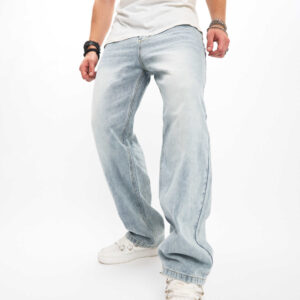 European And American Street BIKER JEANS Fashion Brand Ma Ying High Street Men's JEANS Loose Wide Leg Straight Pants Men