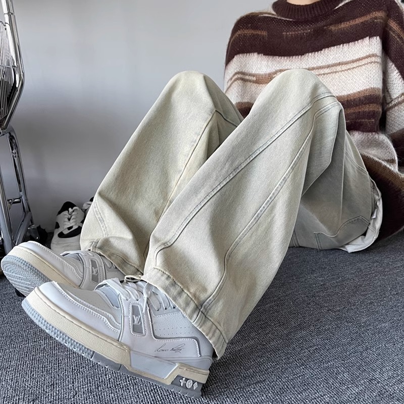 Mens Straight-Leg Loose Wide-Leg Denim Trousers - Image 3