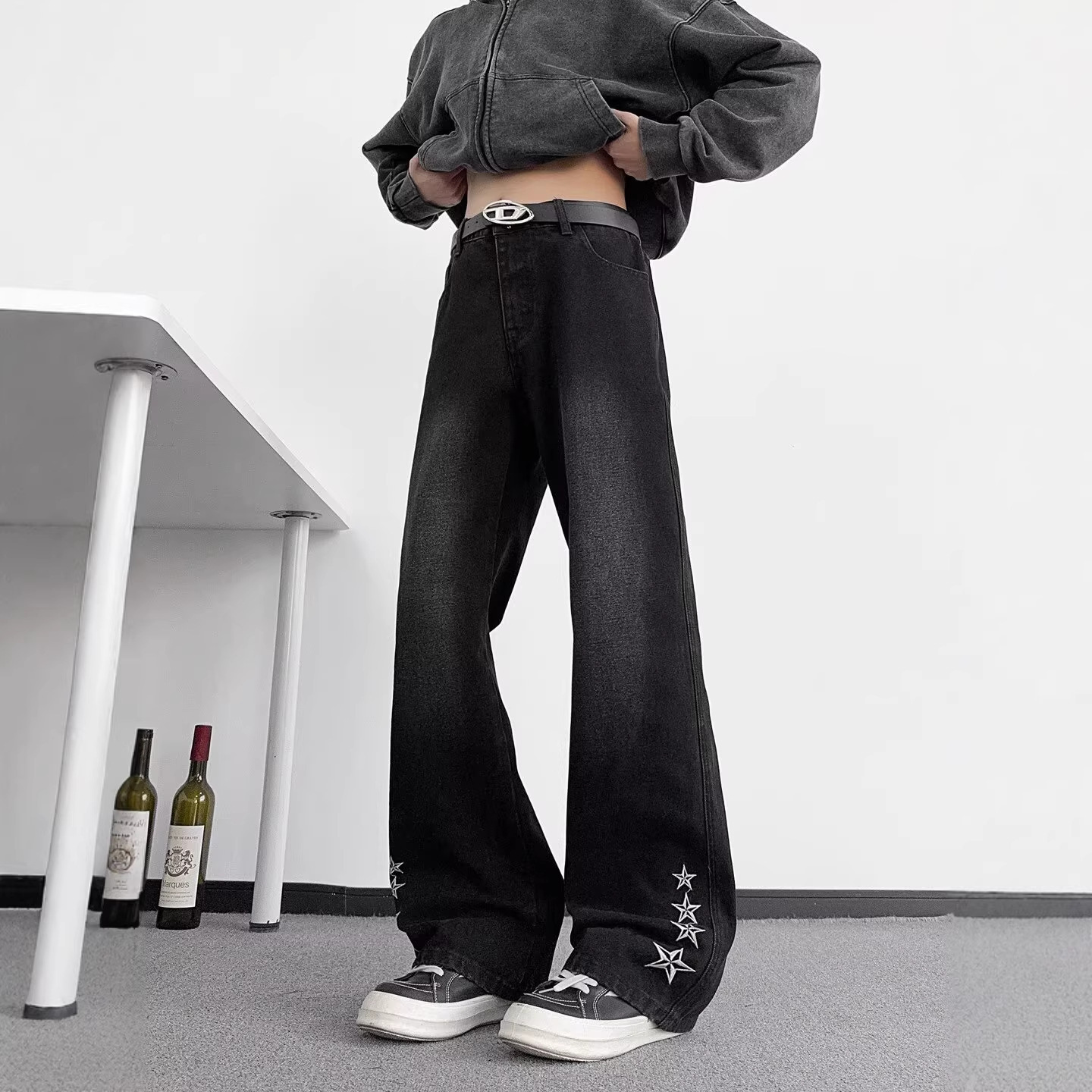 Embroidered Straight-leg Jeans Men's Spring And Autumn - Image 2