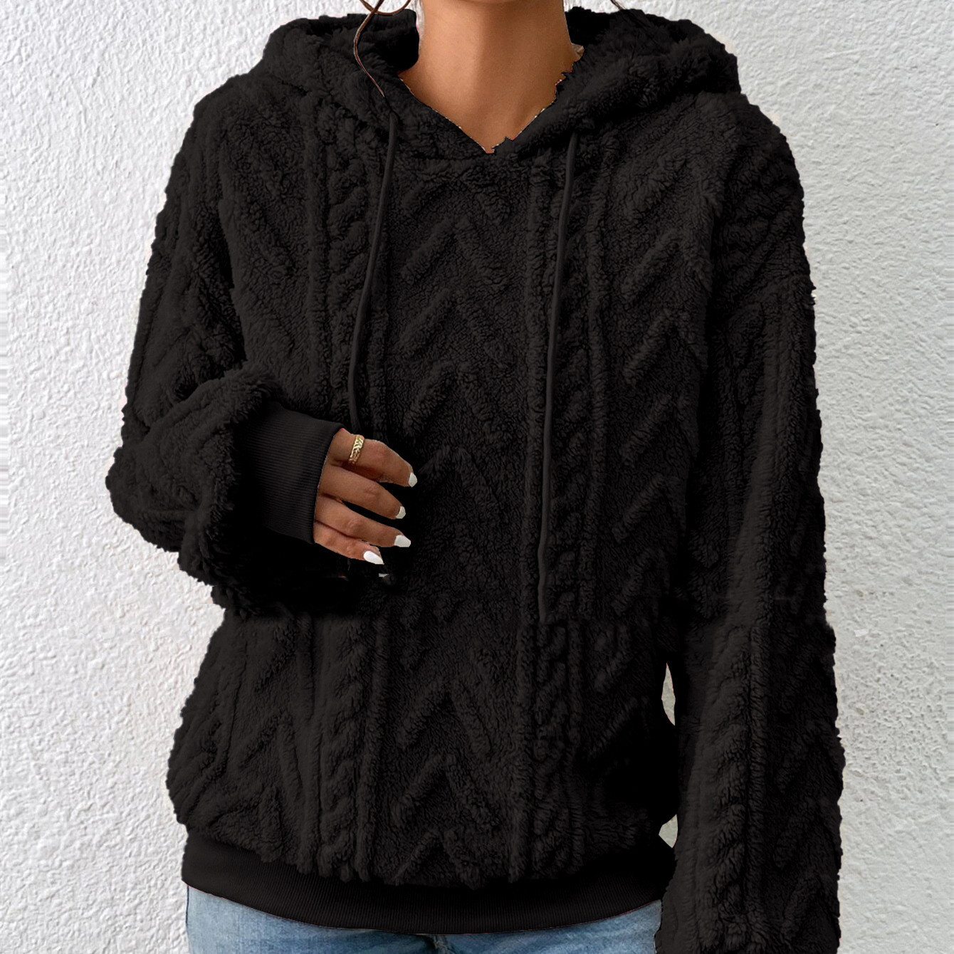 Flannel Hooded Loose Plush Coat - Image 7
