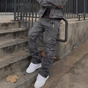 Wide-leg Casual Ripped Hip-hop Stretch Bootcut Trousers
