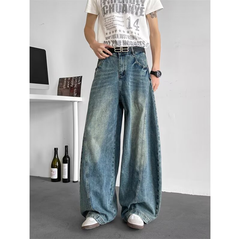 Retro Washed And Distressed Design Jeans - Image 6