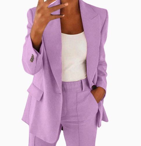 Women's Casual Blazer Suit Two Piece Business Office Wear Set Fit Jacket And Pants - Image 4