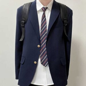 Dark Blue Casual Suit Jacket Set