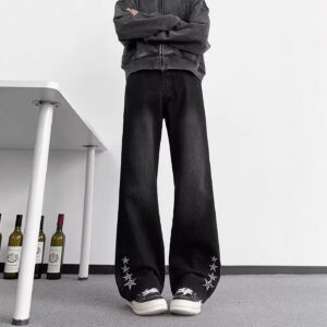 Embroidered Straight-leg Jeans Men's Spring And Autumn