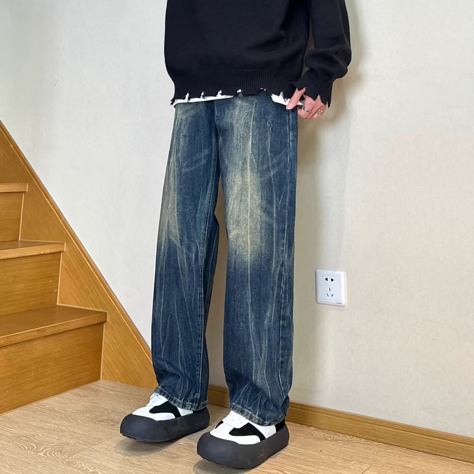 Retro Mens Straight-leg Pants Loose-fit Jeans - Image 2