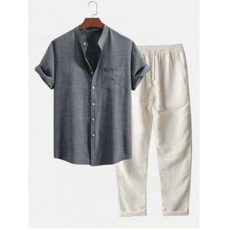Mens 3D-printed Loose-fit Short-sleeve Shirt Set - Image 3