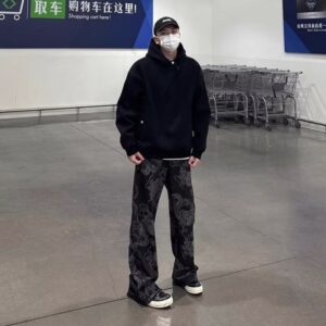 Mens Denim Jeans With Cowboy Dragon Print