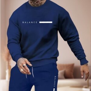 Men's Printed Crewneck Sweatshirt And Long Pants Set