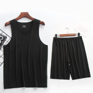 Ice Silk Summer Thin Men's Vest Shorts Pajamas Set