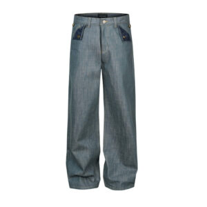Embroidered A-line Wide-leg Straight-leg Denim Jeans For Men