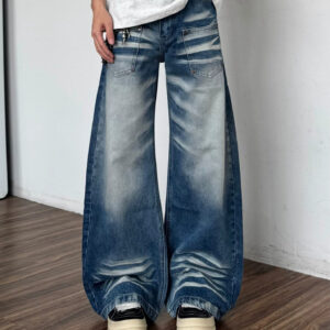 Retro Washed Cat-Whisker Bootcut Jeans For Men